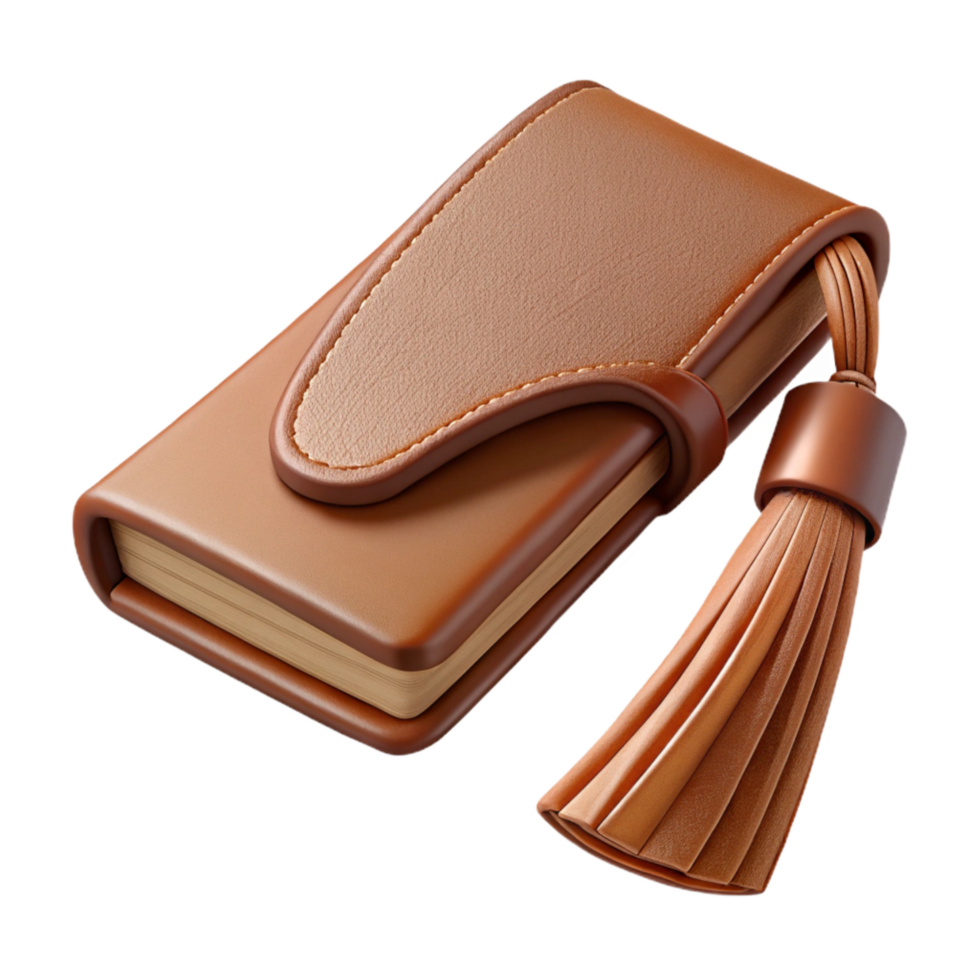 beautiful rustic Handcrafted Leather Bookmark with Tassel Brown Transparent Background high resolution png