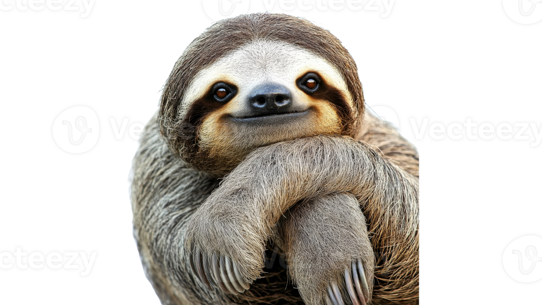 Sloth resting with a friendly expression png