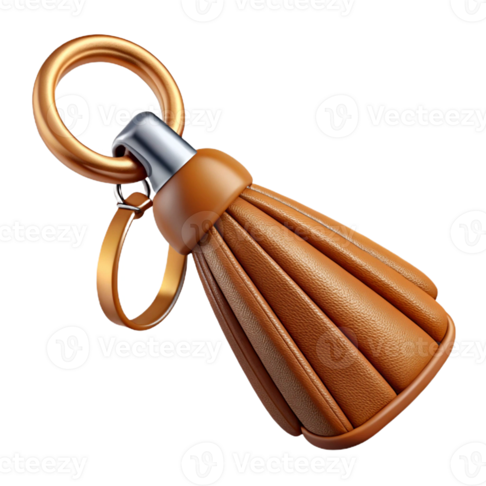 stunning creative Handcrafted Leather Keychain with Tassel Brown Transparent Background authentic png