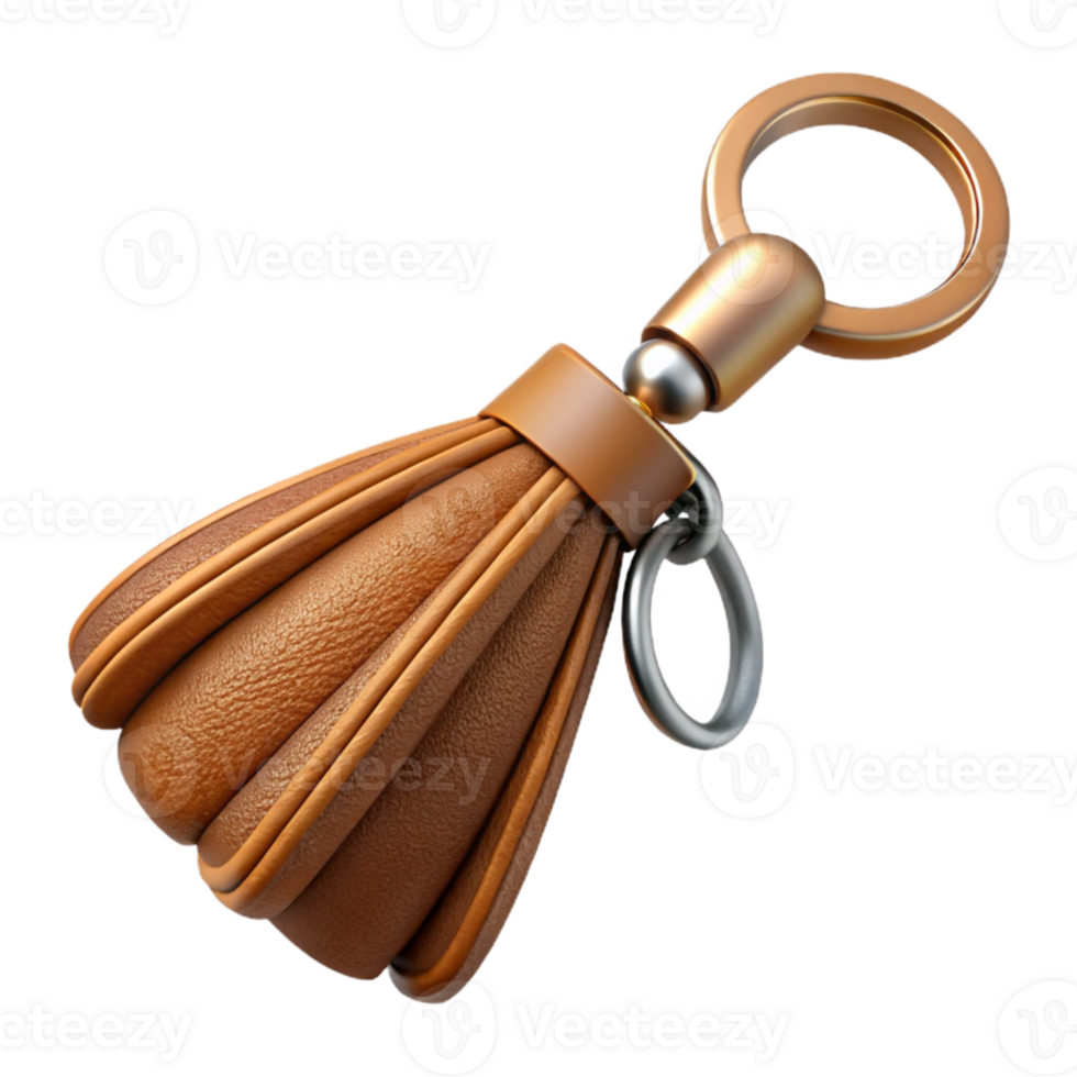 wonderful contemporary Handcrafted Leather Keychain with Tassel Brown Transparent Background png