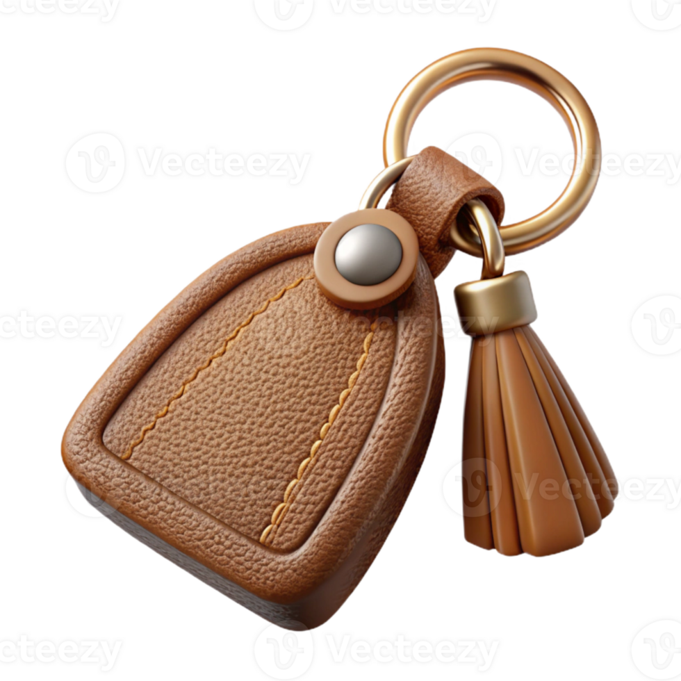 impressive creative Handcrafted Leather Keychain with Tassel Brown Transparent Background original png