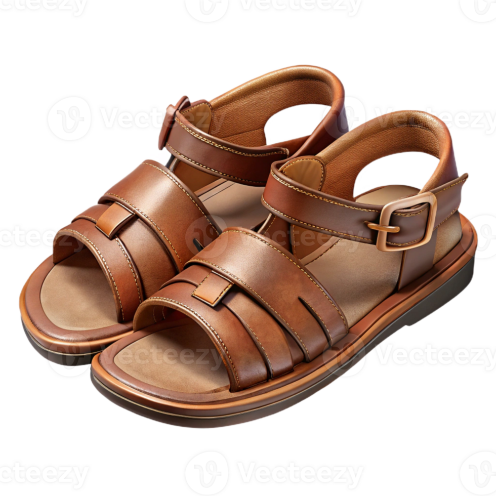 wonderful abstract Handcrafted Leather Sandals Brown Isolated on Transparent Background png