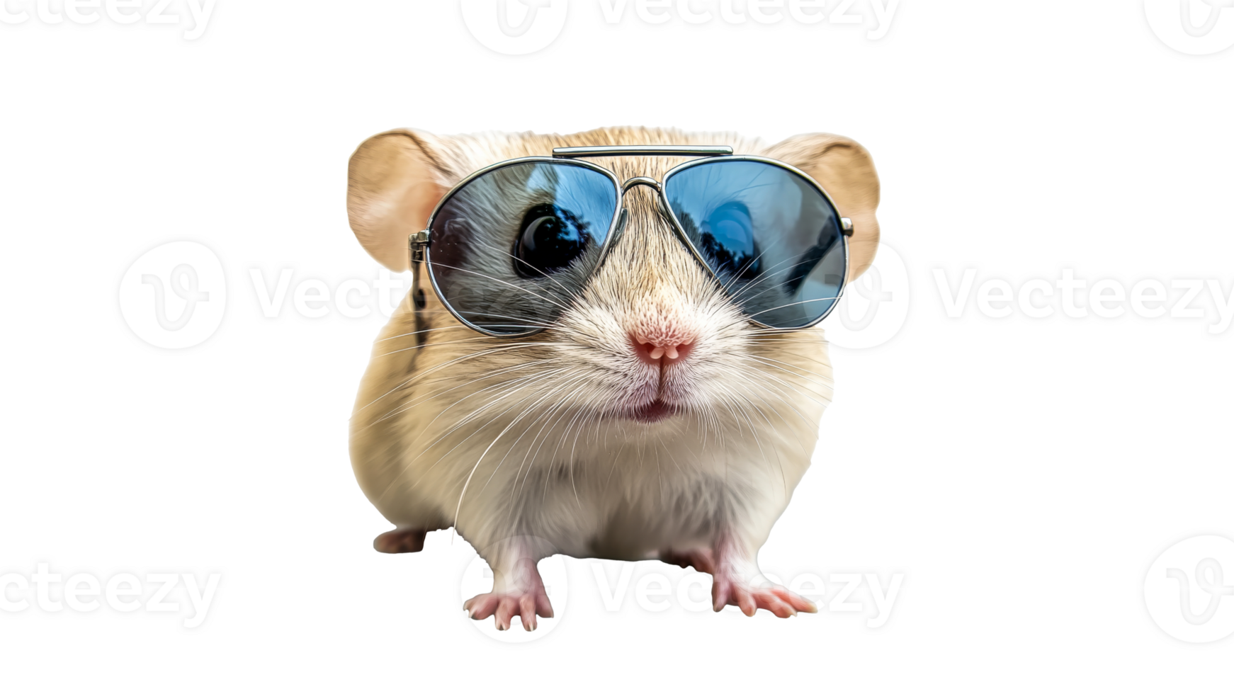Hamster wears sunglasses posing for a fun photo png