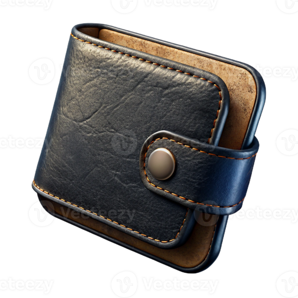 stunning artistic Handcrafted Leather Wallet Black Isolated on Transparent Background png