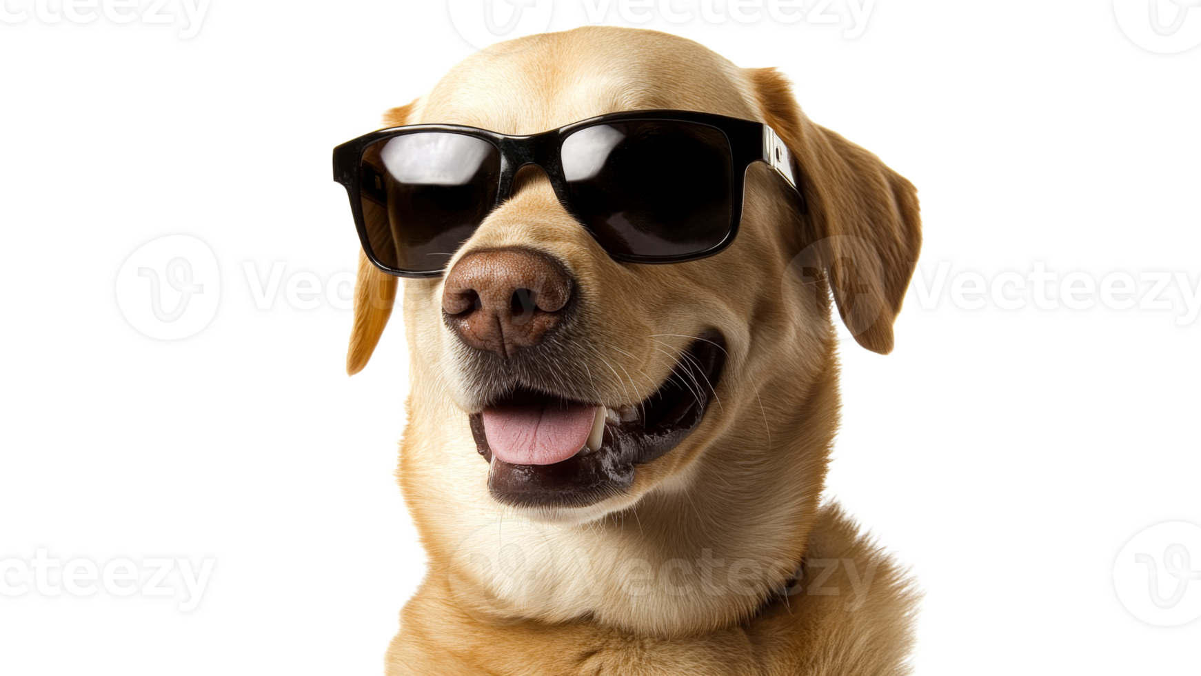 Dog wearing sunglasses poses for a fun portrait png
