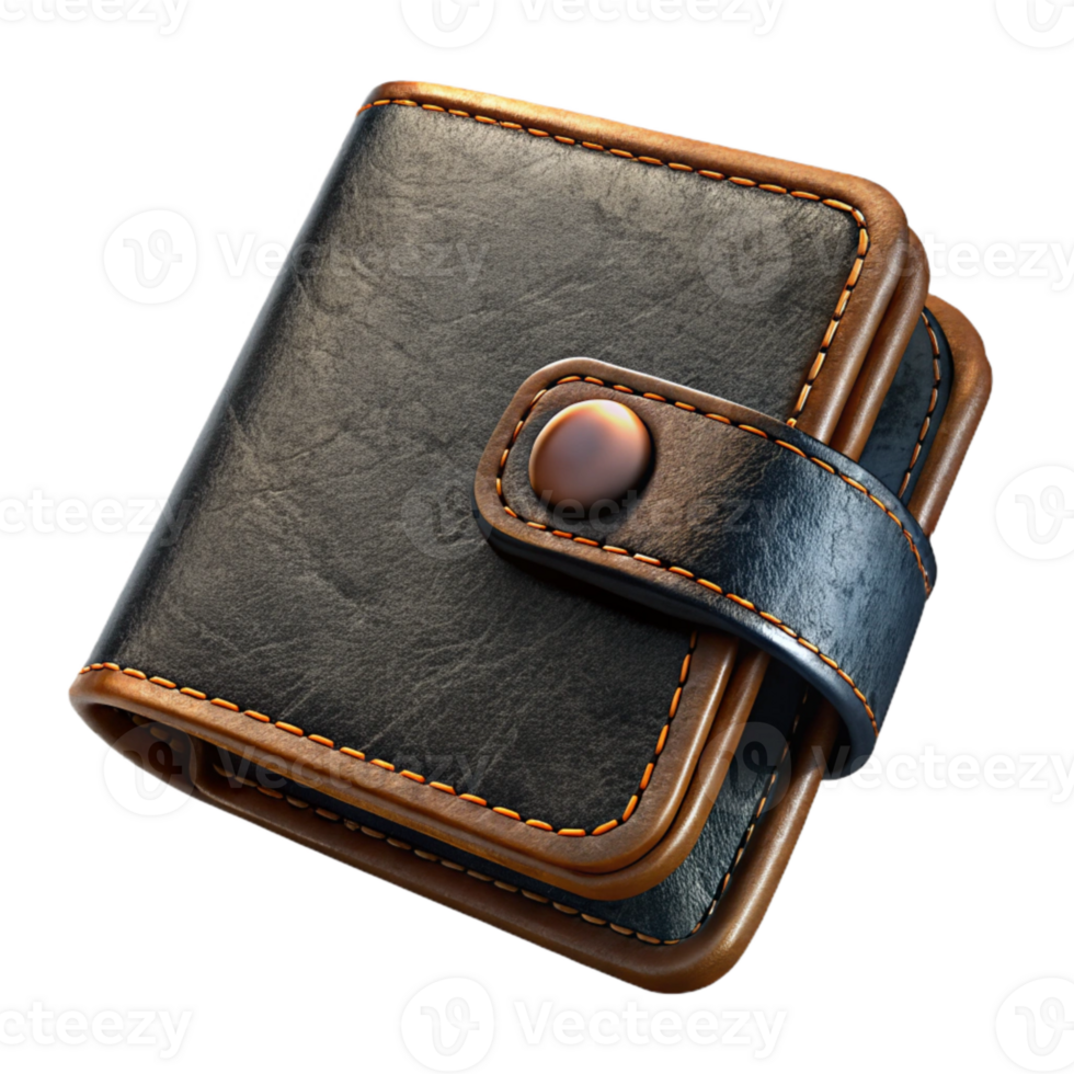 stunning creative Handcrafted Leather Wallet Black Isolated on Transparent Background png