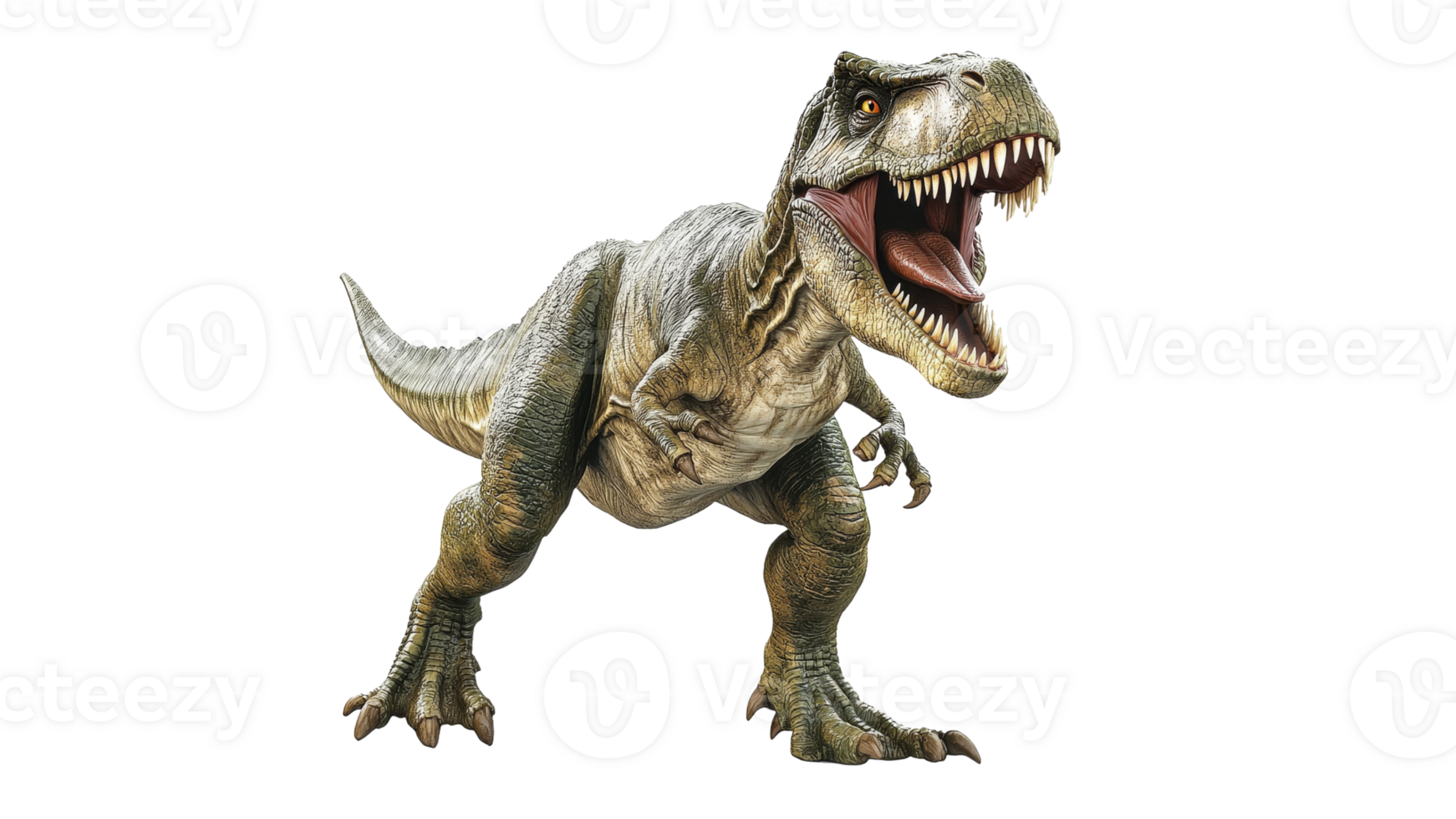 Majestic T Rex roaring in a prehistoric landscape png