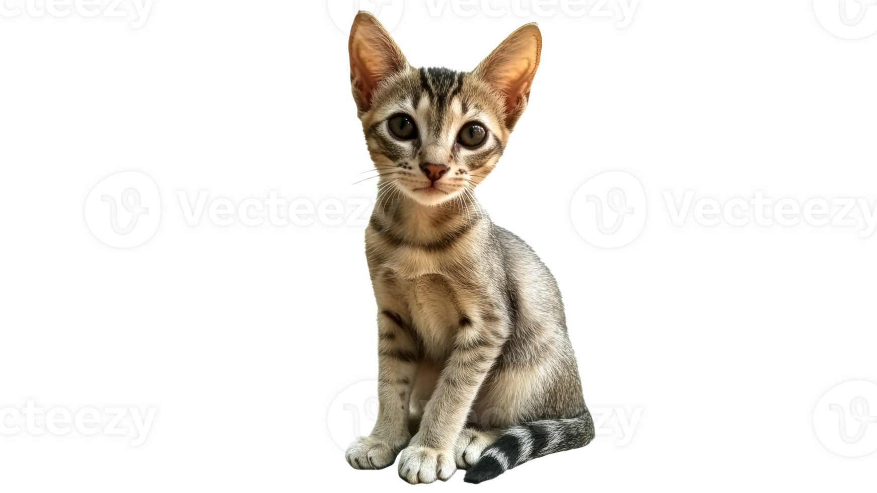 Playful kitten sitting quietly looking around png