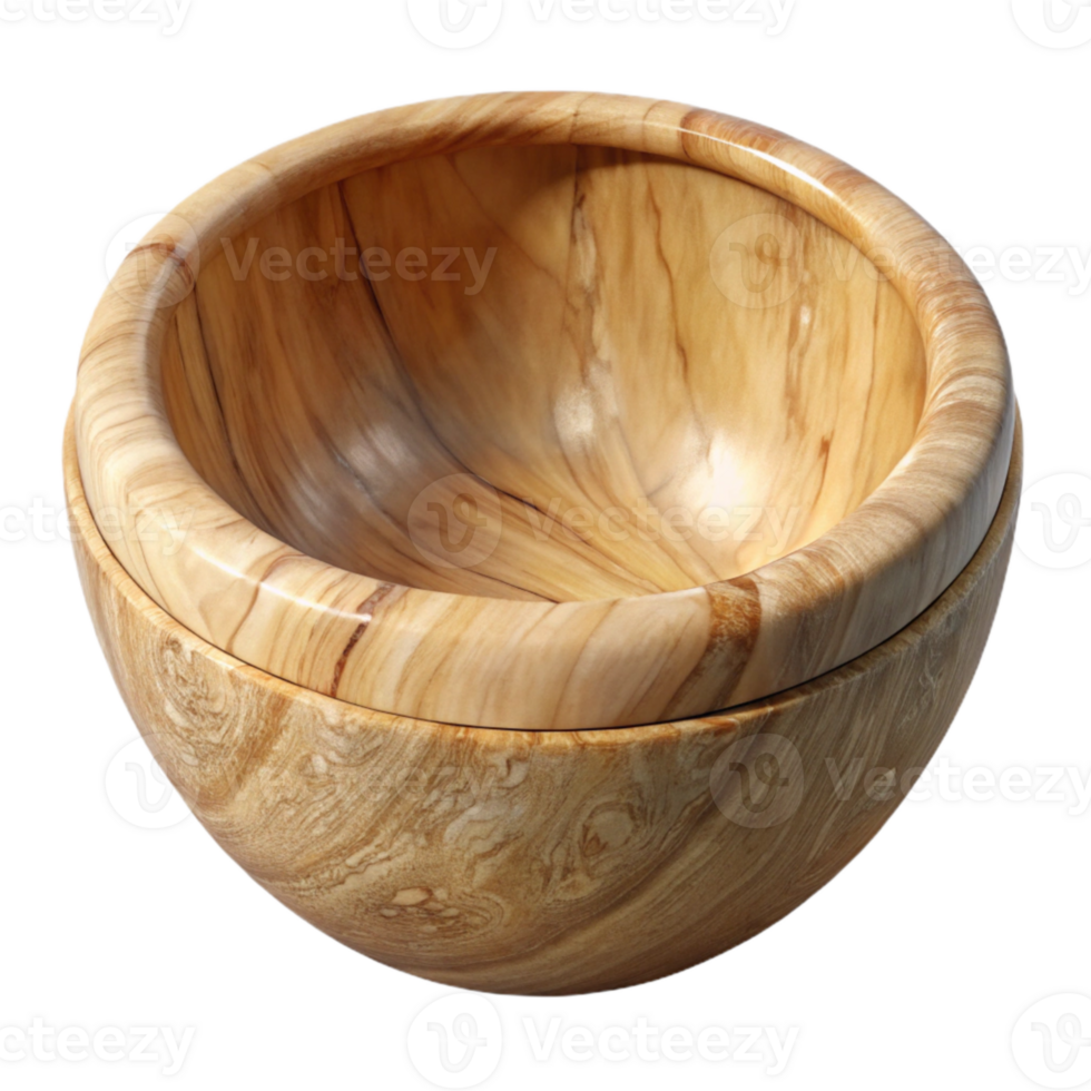 impressive rustic Handcrafted Wooden Bowl Top View Isolated with Natural Grain exclusive png