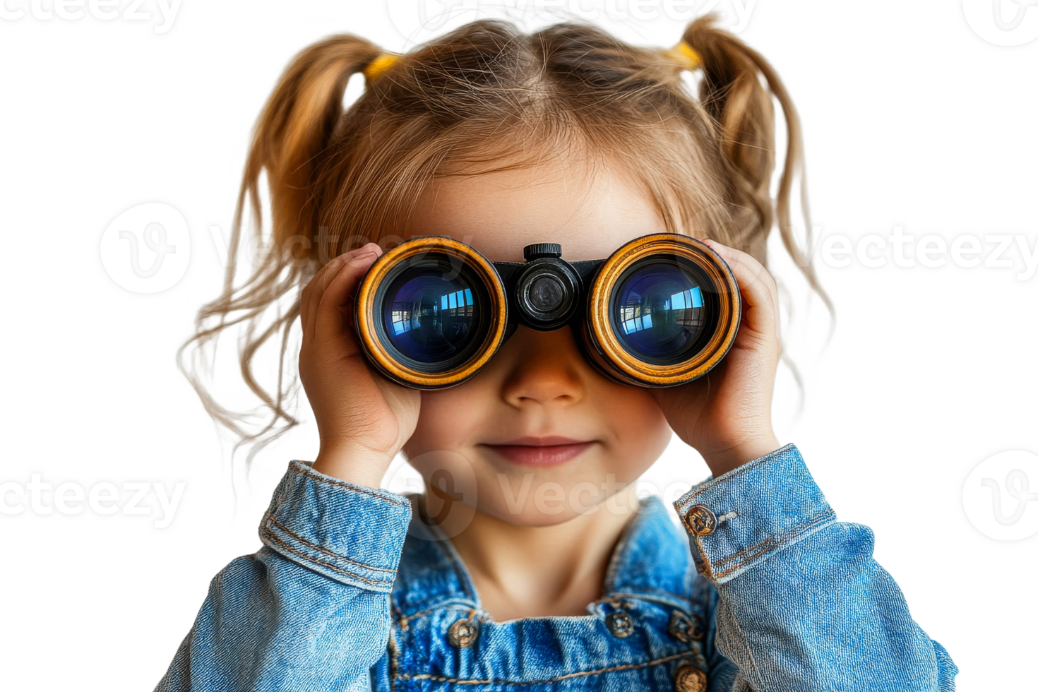 Girl with binoculars in bright setting png