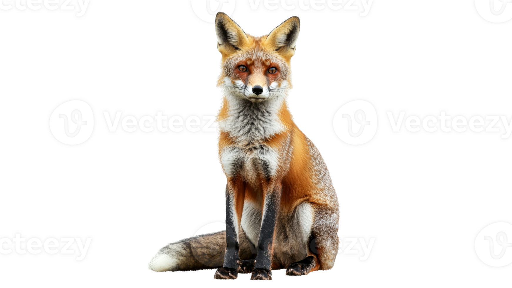 Red fox sitting gracefully in a natural pose png
