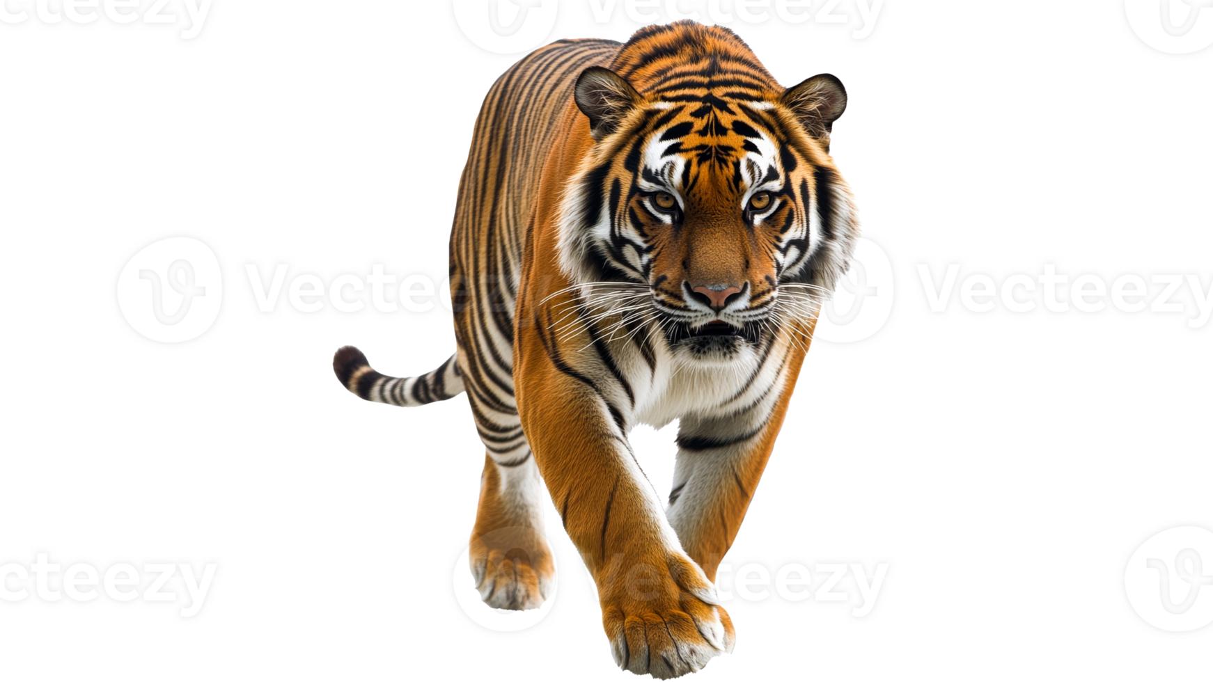 Majestic tiger walking through a snowy landscape png
