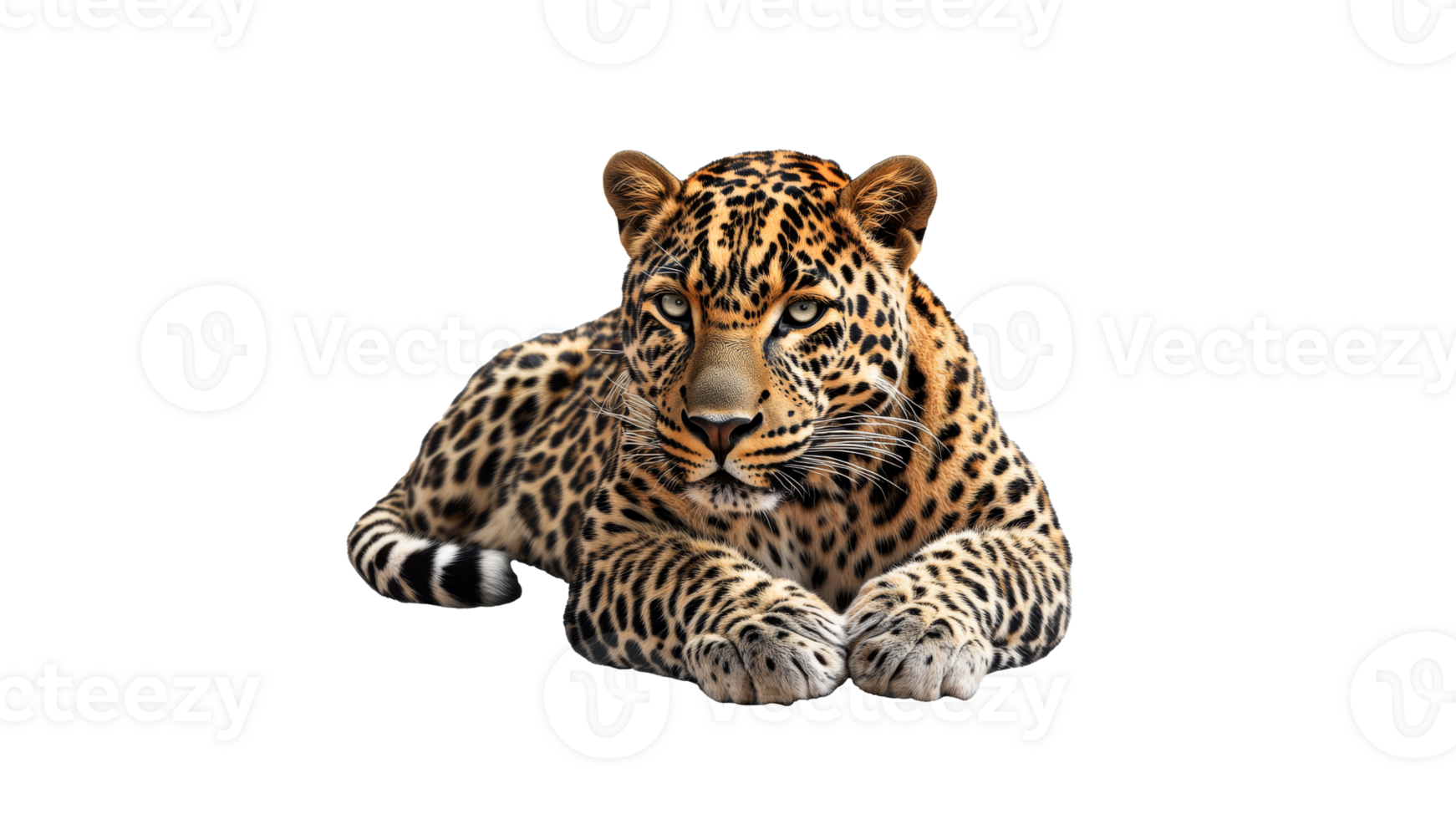 Leopard resting on a white background in calm pose png