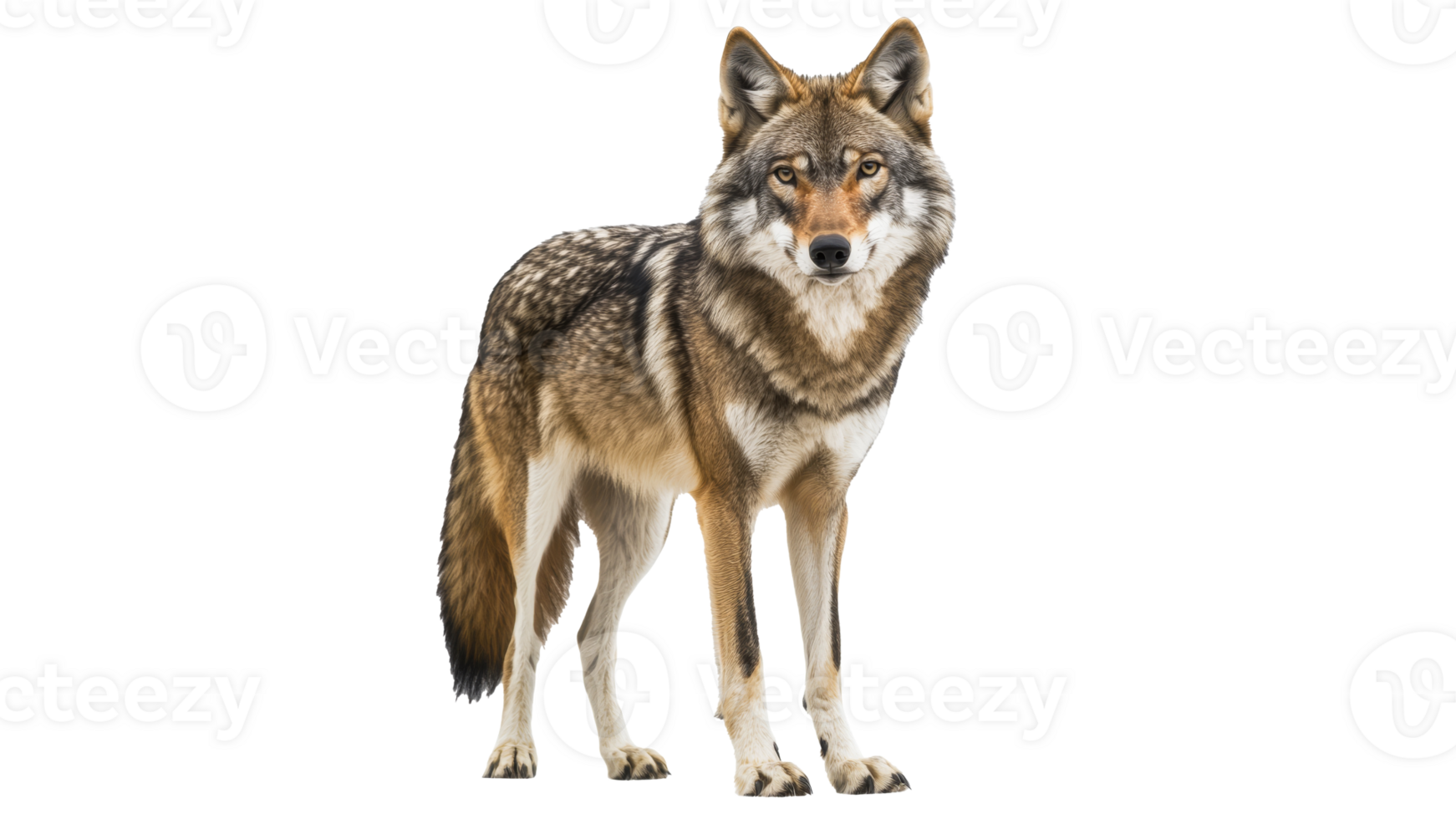 Wolf standing in a natural pose in the wilderness png