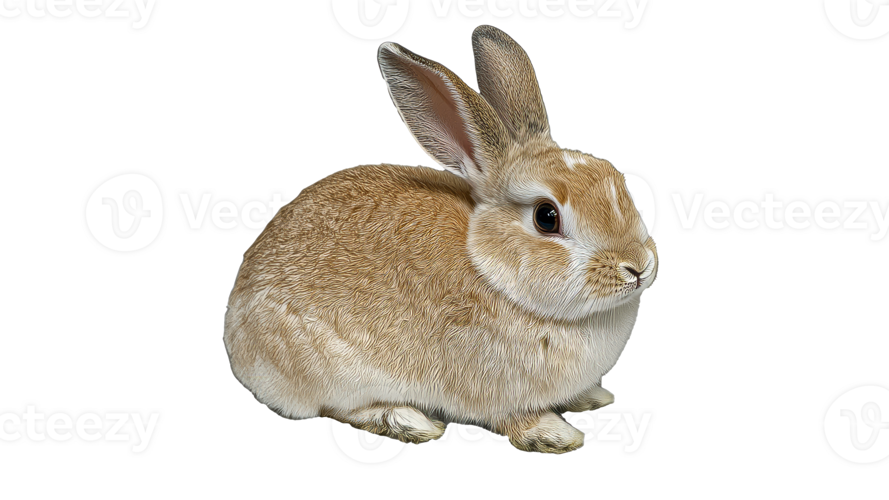 Cute brown rabbit sitting calmly indoors png