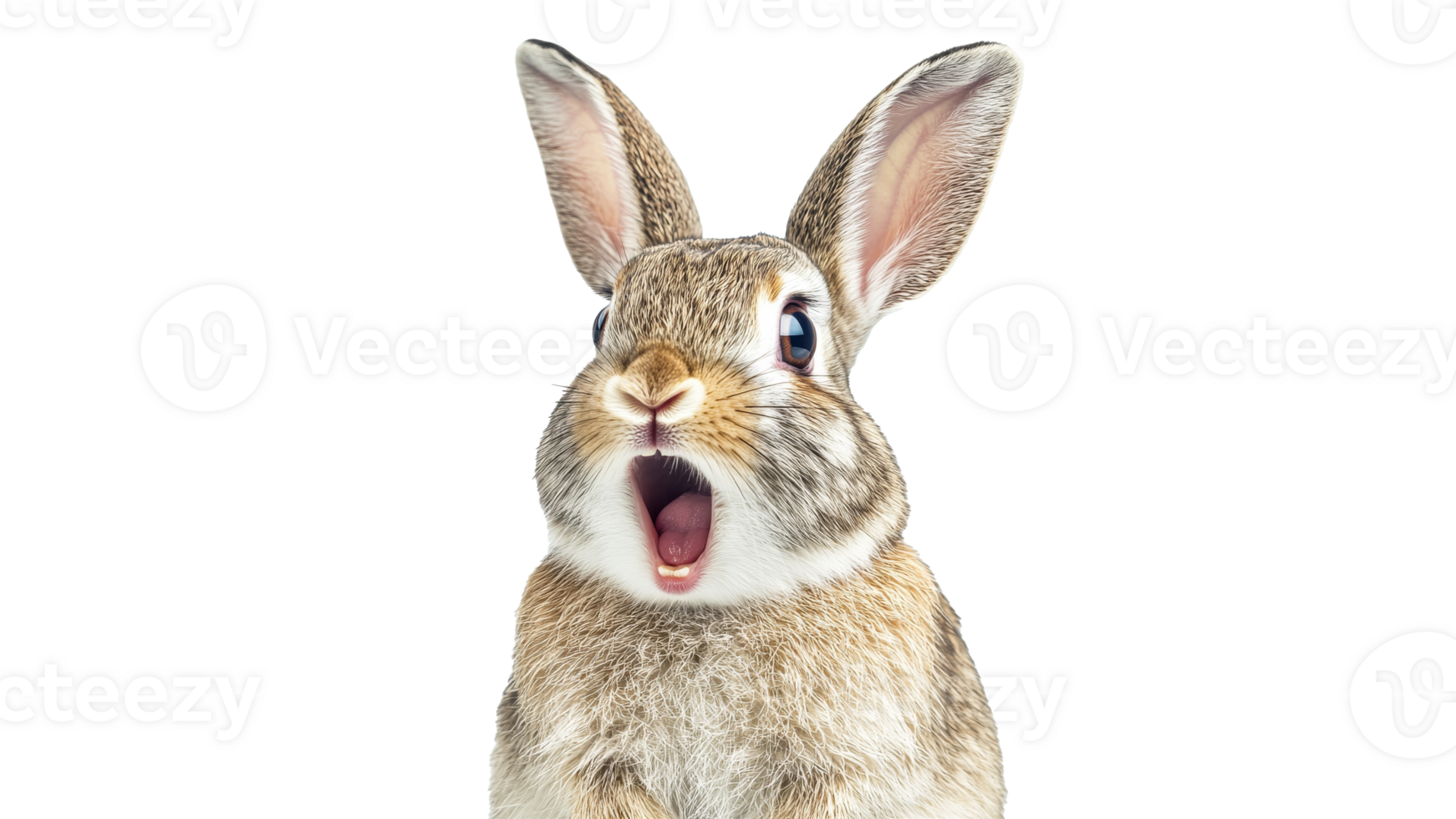 Surprised rabbit on white background png