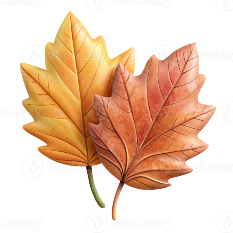 vibrant traditional Hand Drawn Leaves Autumn Colors Transparent Background premium png