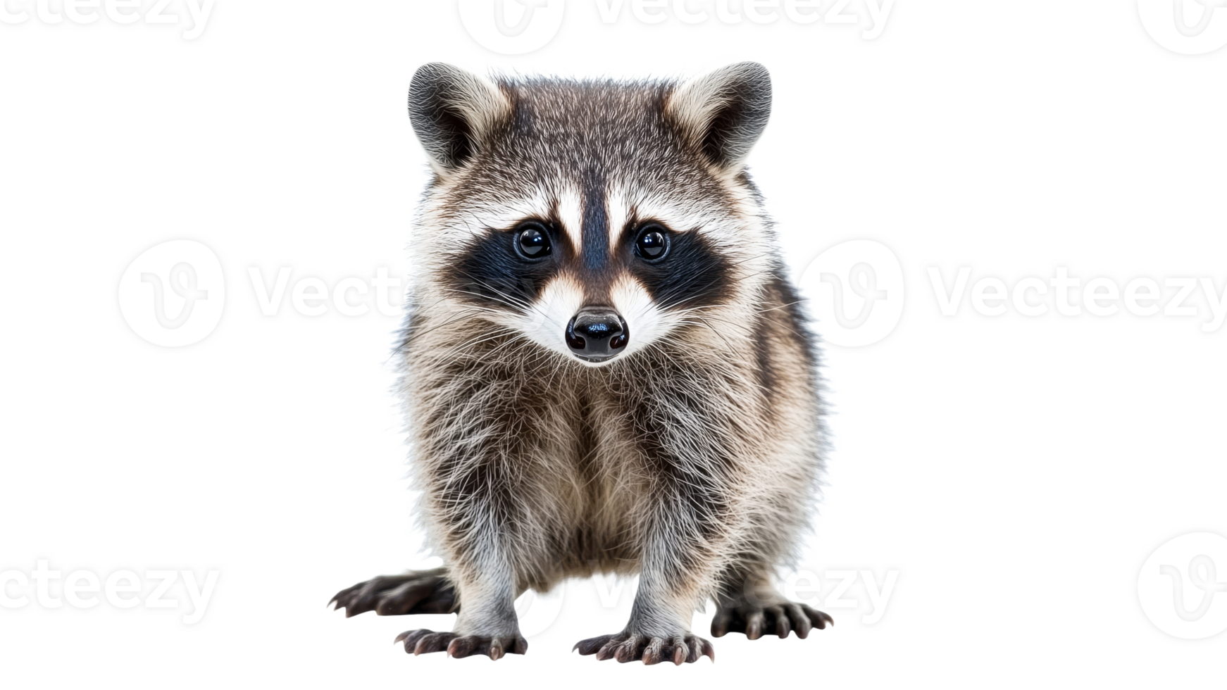 Cute raccoon standing on white background png