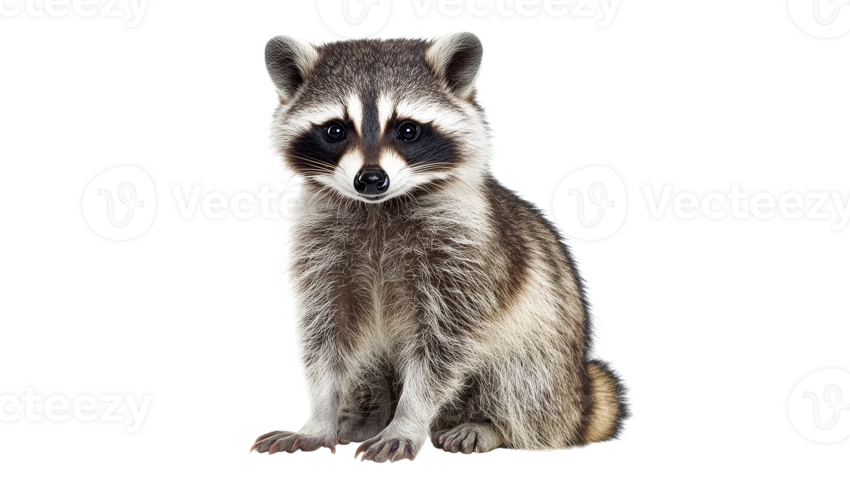 Cute raccoon sitting calmly in a playful pose png