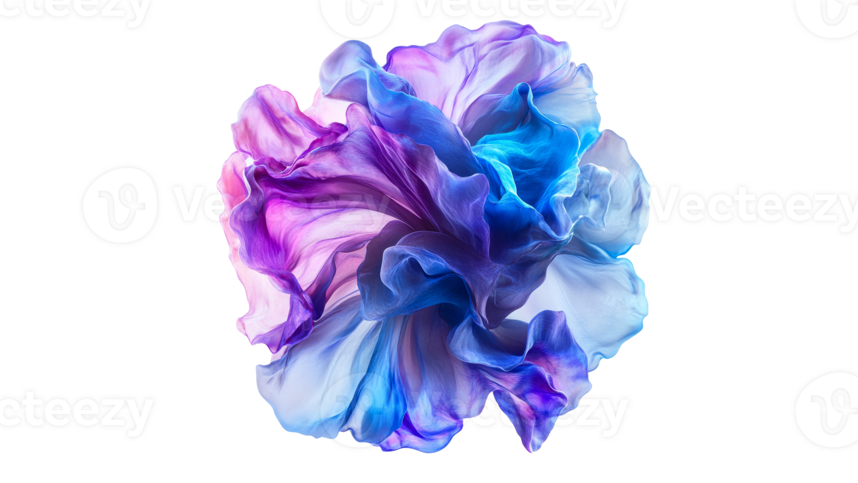 Vibrant abstract flower with flowing petals png
