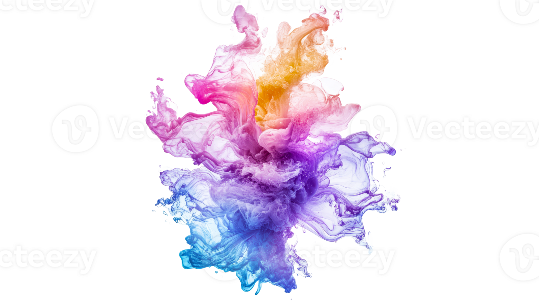 Colorful abstract smoke swirling in water png
