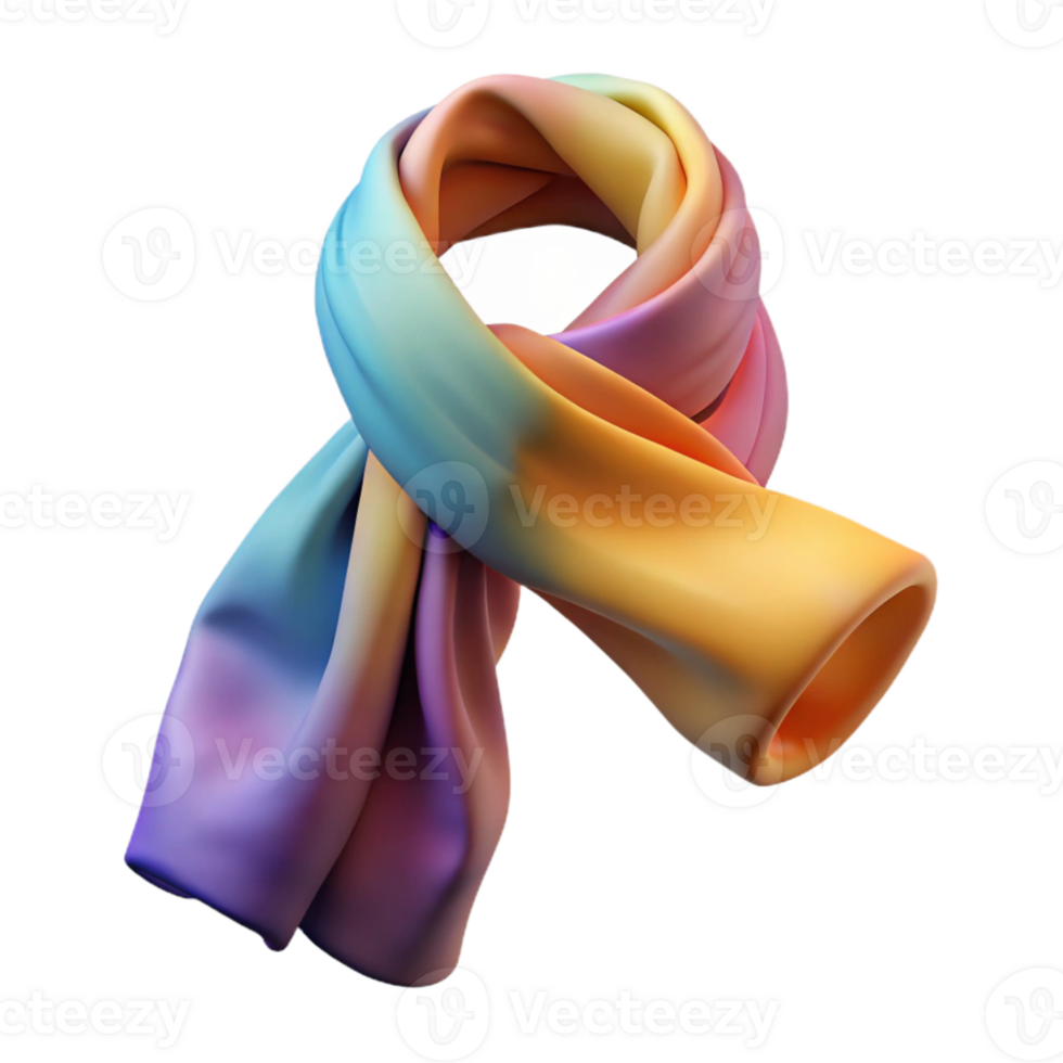 magnificent minimalist Hand Dyed Silk Scarf with Ombre Effect Isolated Element professional png