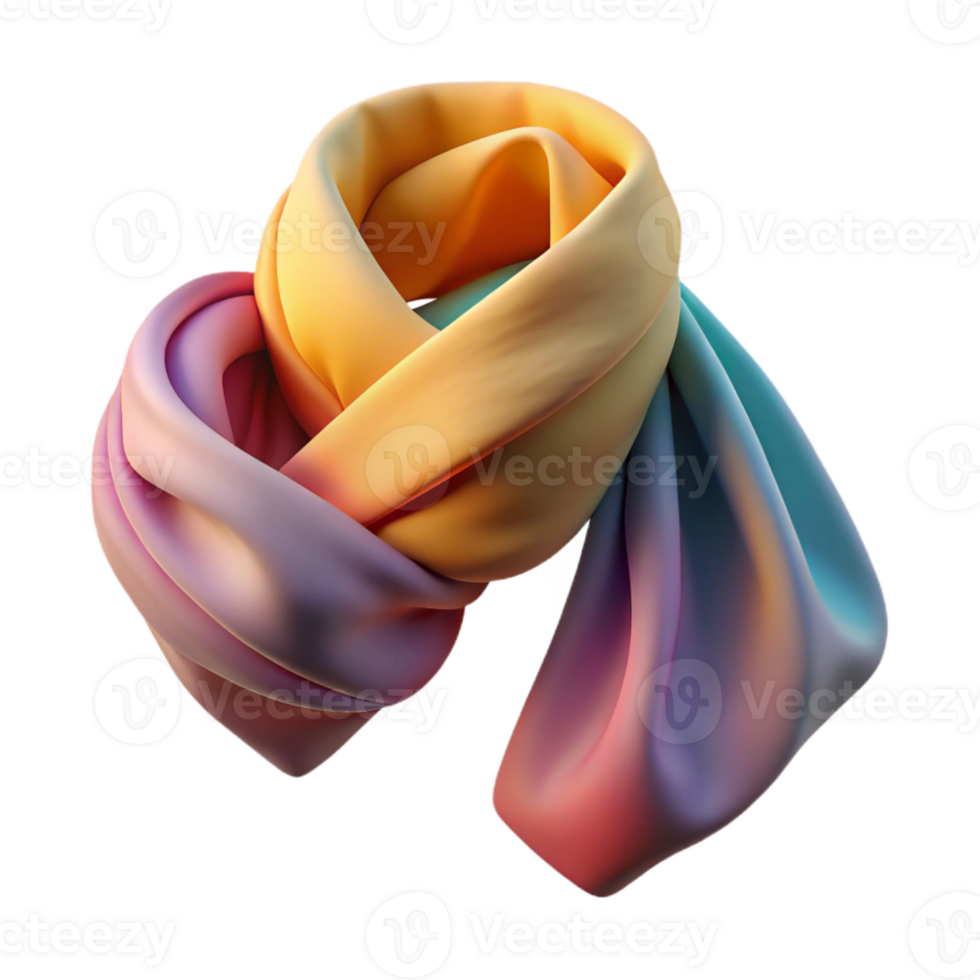 dramatic modern Hand Dyed Silk Scarf with Ombre Effect Isolated Element png