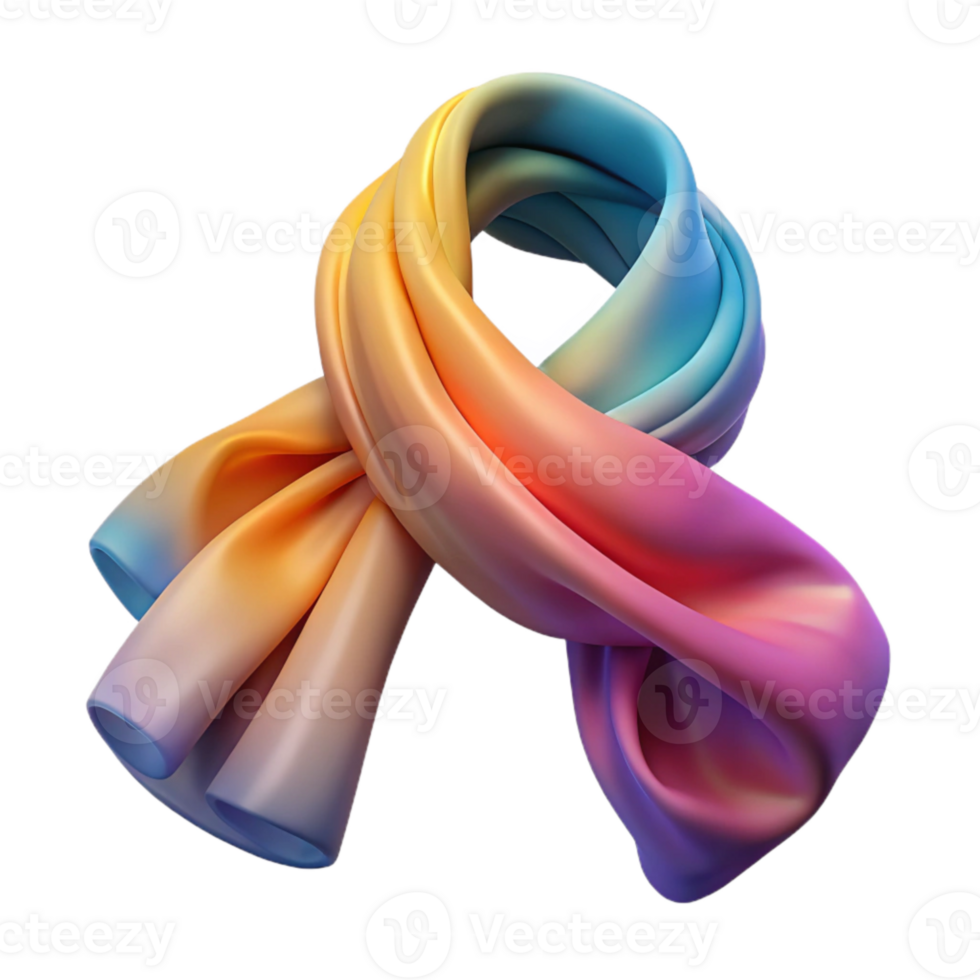 beautiful abstract Hand Dyed Silk Scarf with Ombre Effect Isolated Element professional png