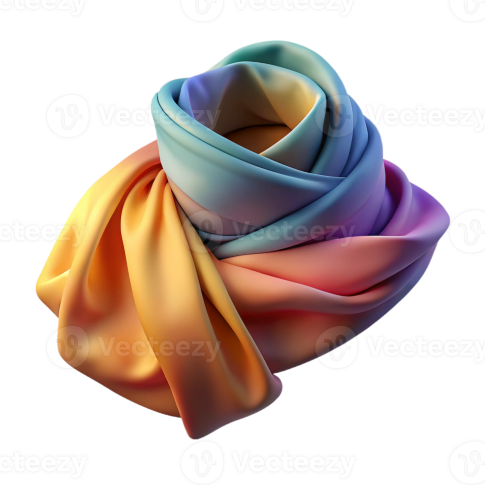stunning artistic Hand Dyed Silk Scarf with Ombre Effect Isolated Element professional png
