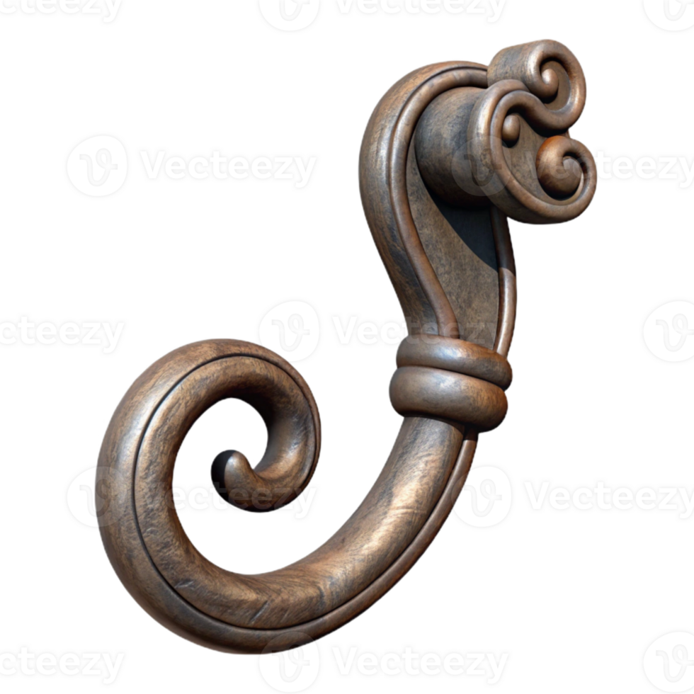 magnificent traditional Hand Forged Iron Hook with Decorative Scroll Isolated Element high quality png