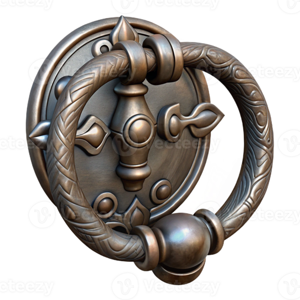 vibrant classic Hand Forged Iron Door Handle with Decorative Details Isolated Element high quality png