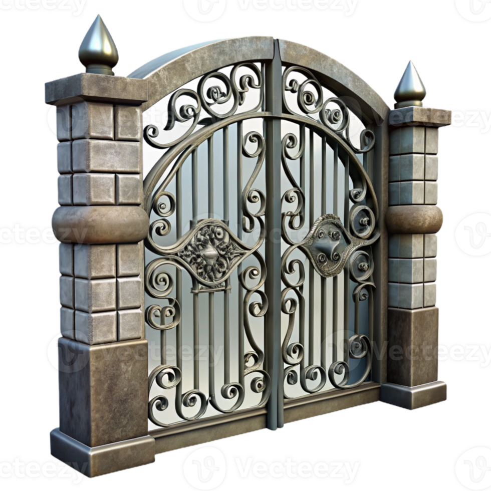 magnificent minimalist Hand Forged Iron Gate with Decorative Elements Cutout original png
