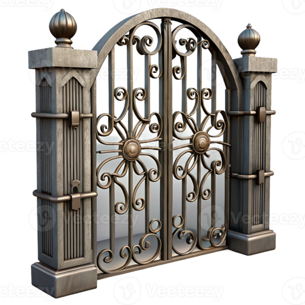elegant minimalist Hand Forged Iron Gate with Decorative Elements Cutout professional png
