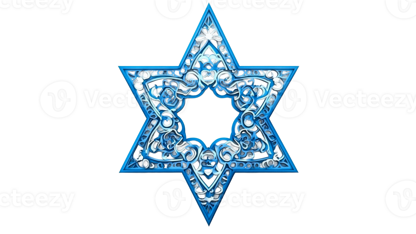 Intricate blue patterned star design png