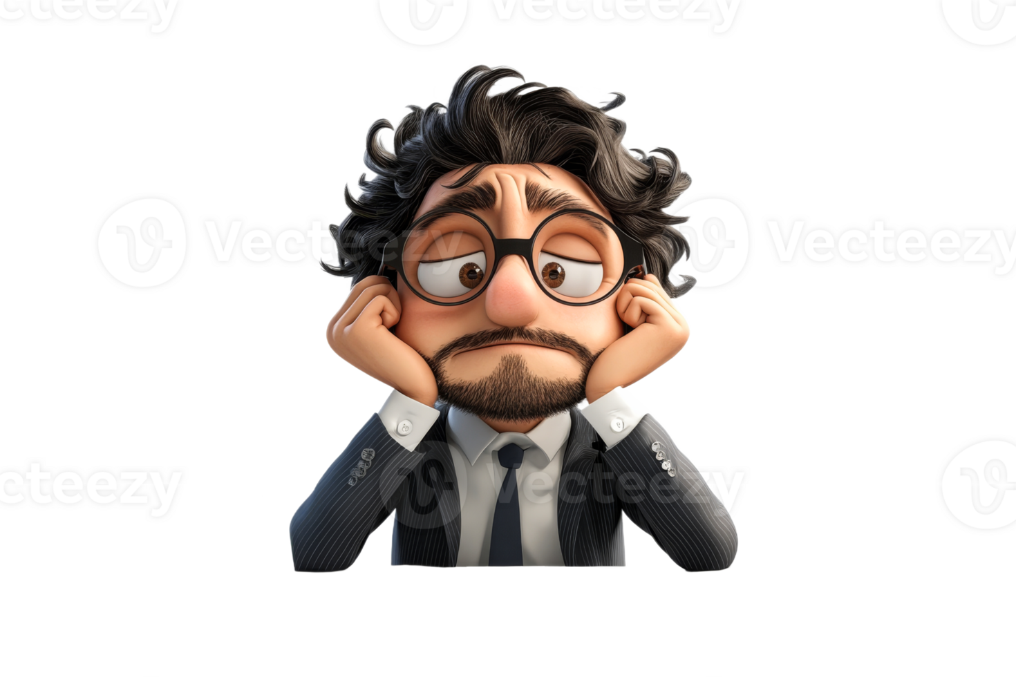 Character showing boredom in a business setting png