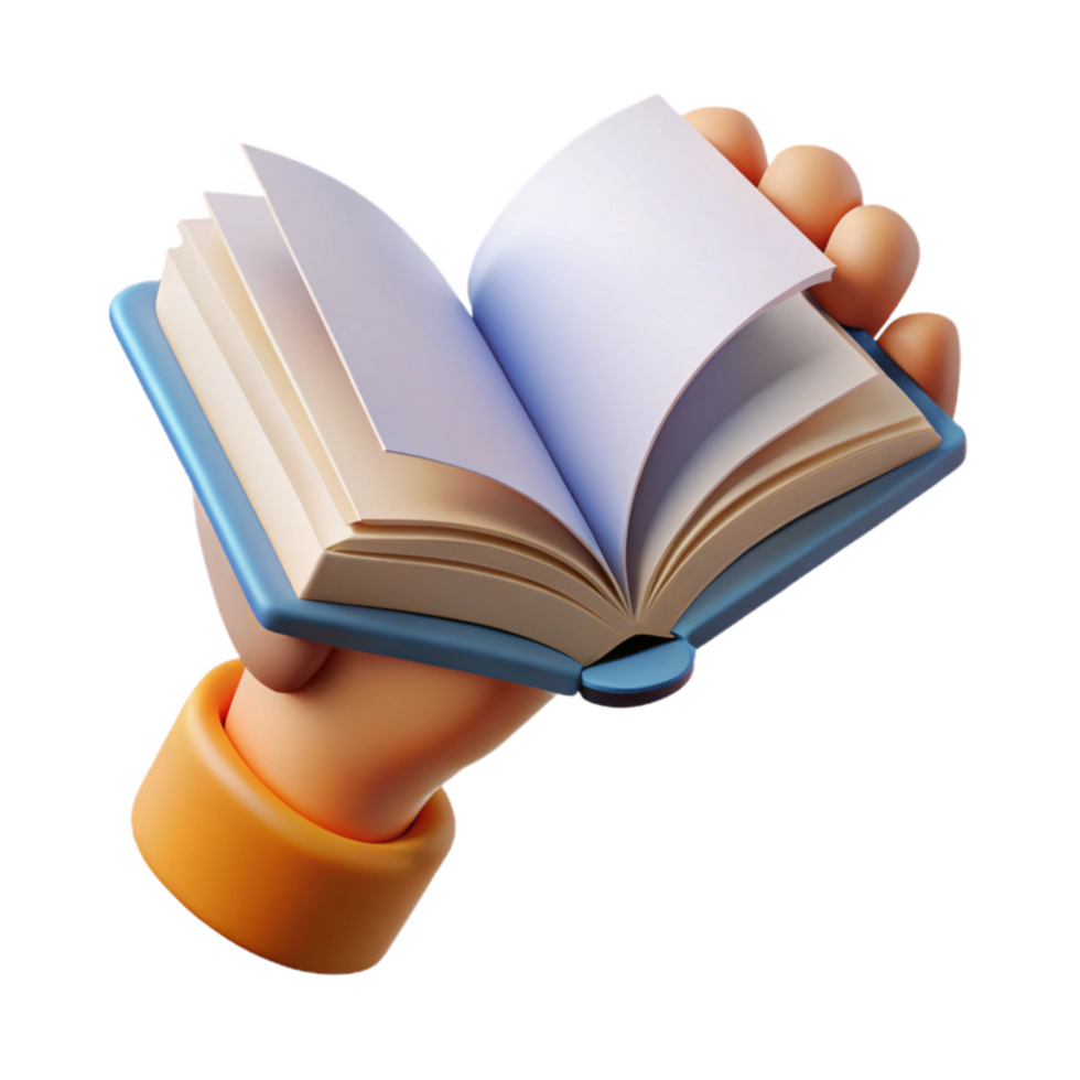 serene abstract Hand Holding a Book in a Foreign Language Isolated authentic png