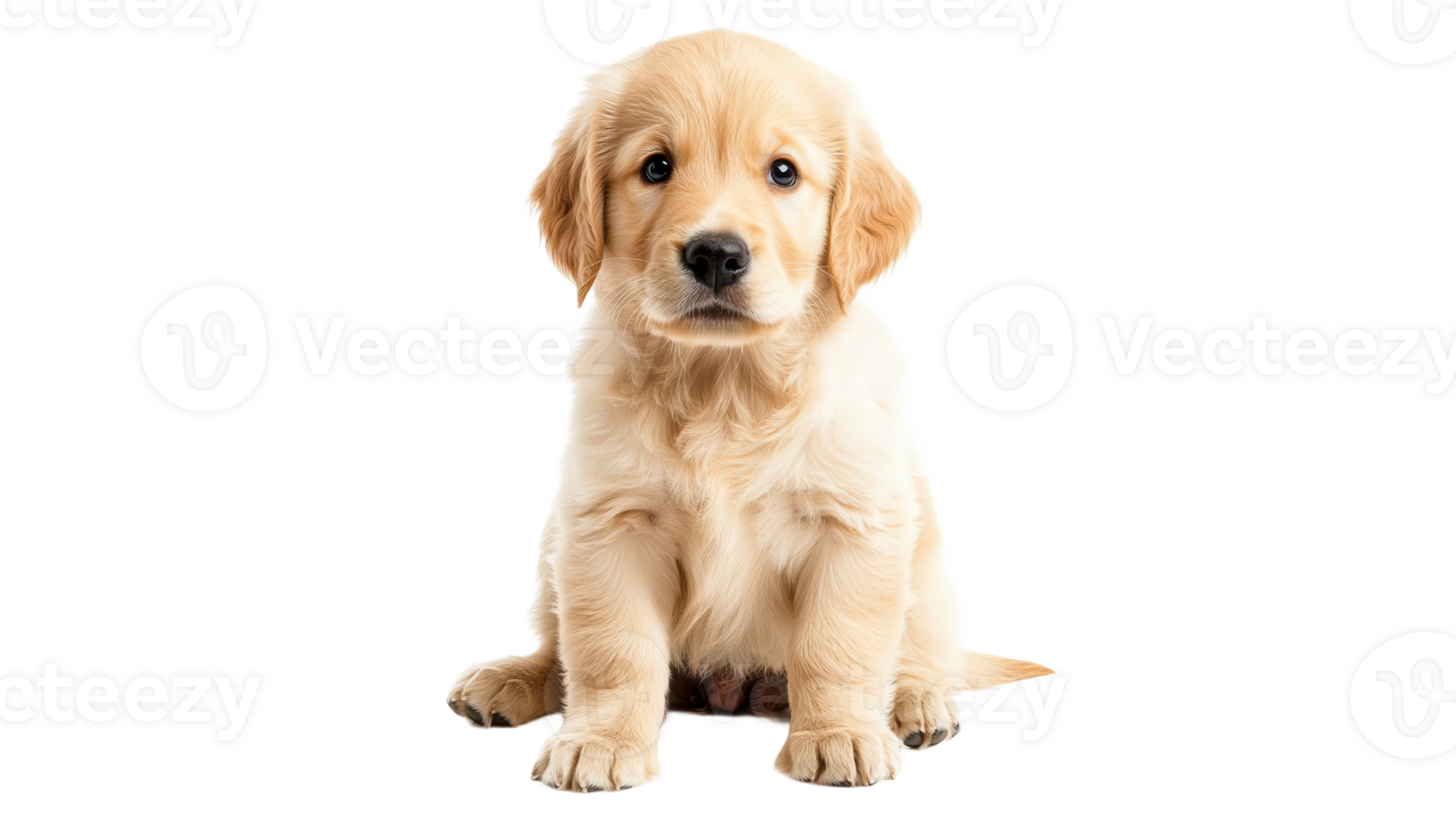 Golden retriever puppy sitting in a white space png