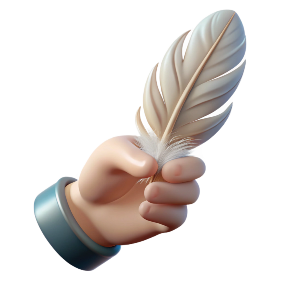 serene creative Hand Holding a Feather Soft Lighting Cutout premium png