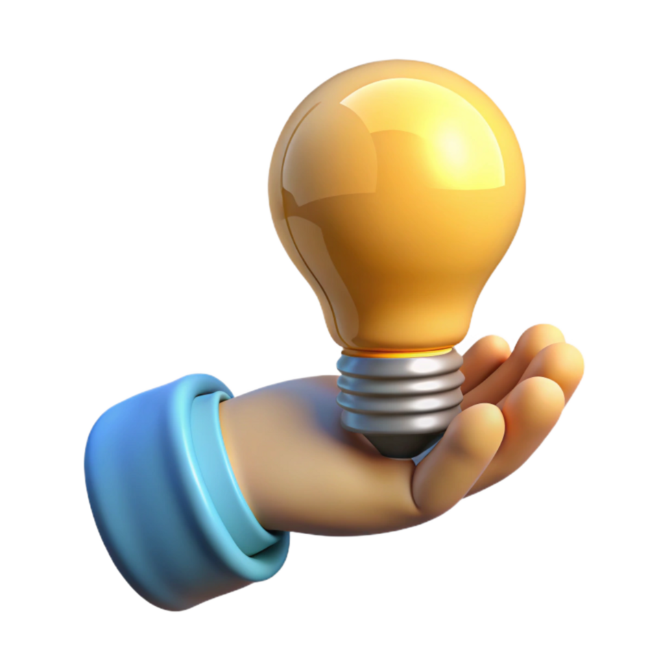 extraordinary minimalist Hand Holding a Lightbulb Isolated Innovation premium png