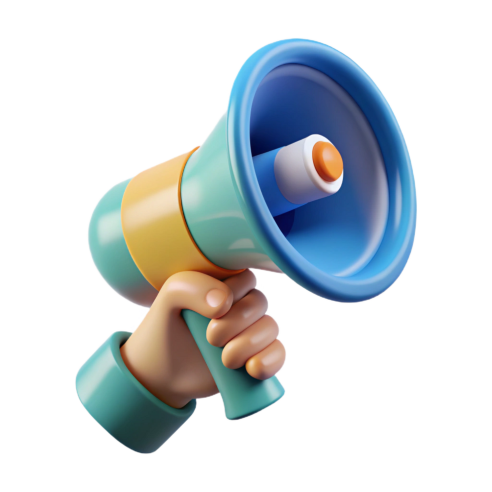elegant vintage Hand Holding a Megaphone Promoting Language Learning Cutout premium png
