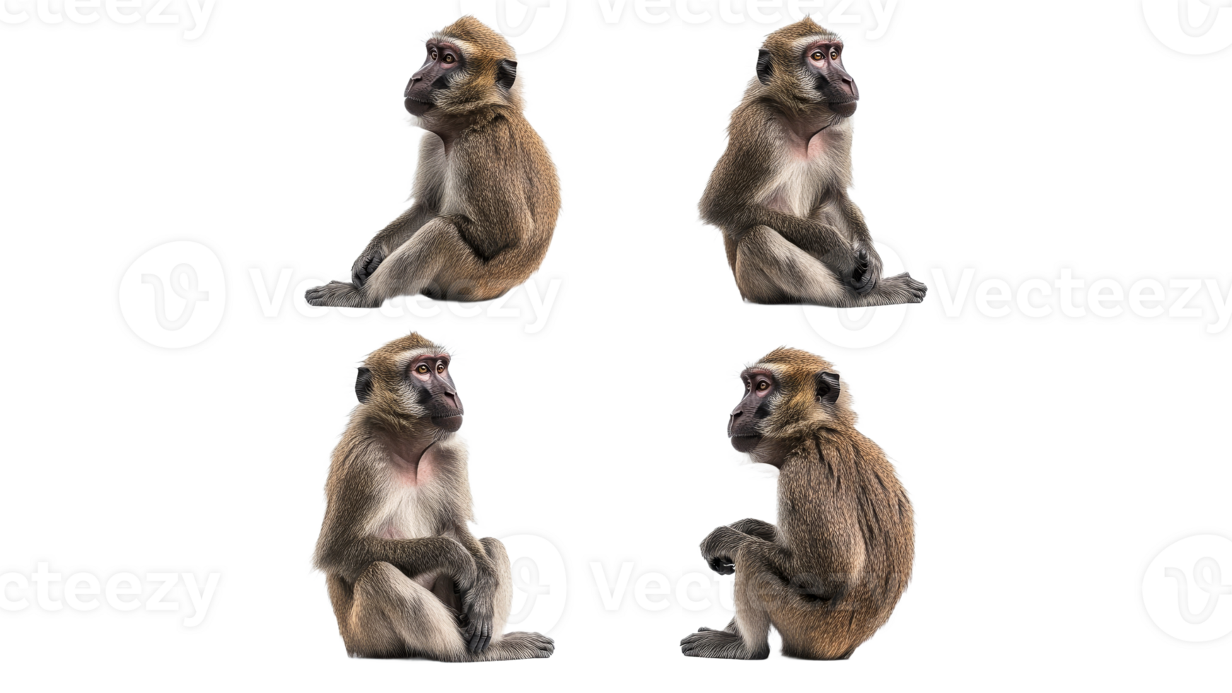 Focus on the four perspectives of a monkey png