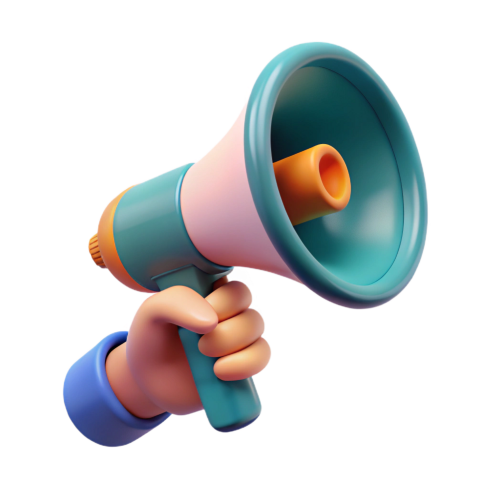 wonderful modern Hand Holding a Megaphone Promoting Language Learning Cutout exclusive png