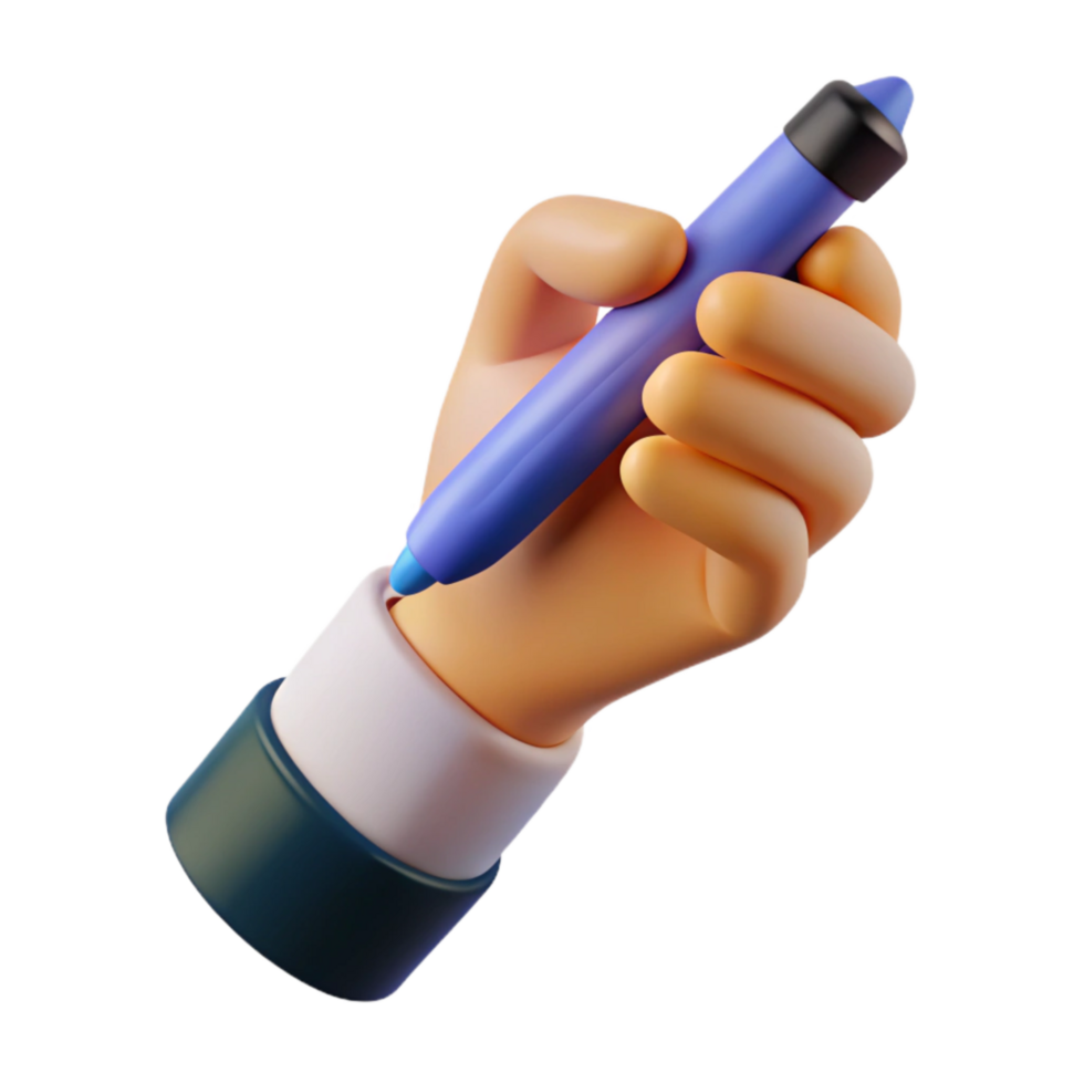 serene abstract Hand Holding a Pen Writing Gesture Isolated Transparent Background original png