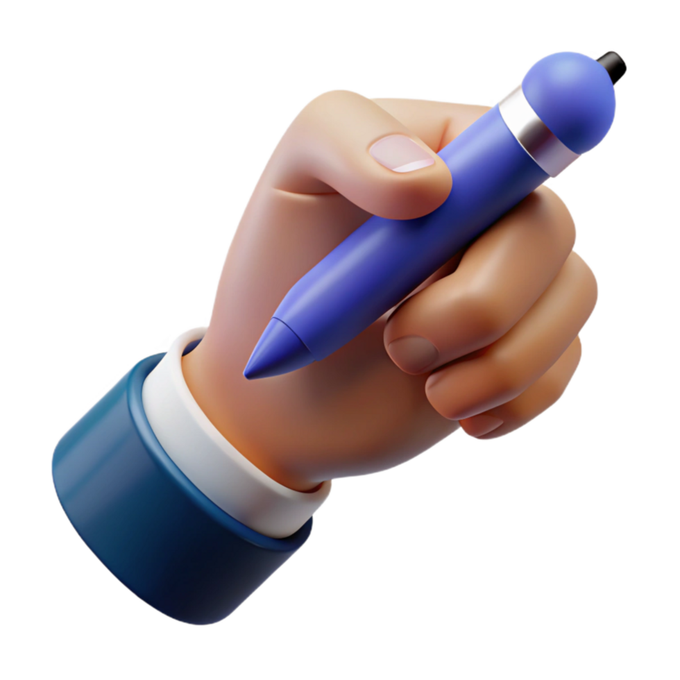 dramatic classic Hand Holding a Pen Writing Gesture Isolated Transparent Background exclusive png