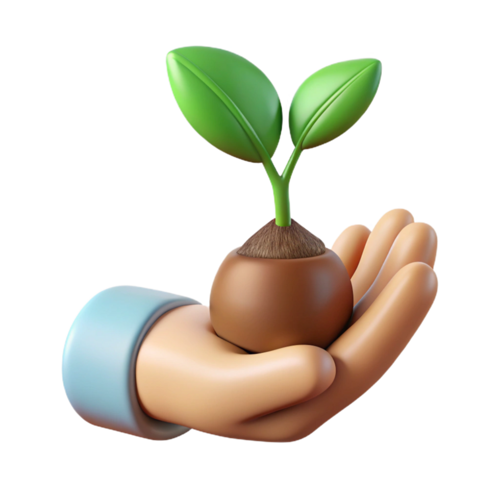 magnificent modern Hand Holding a Seedling Front View Transparent png