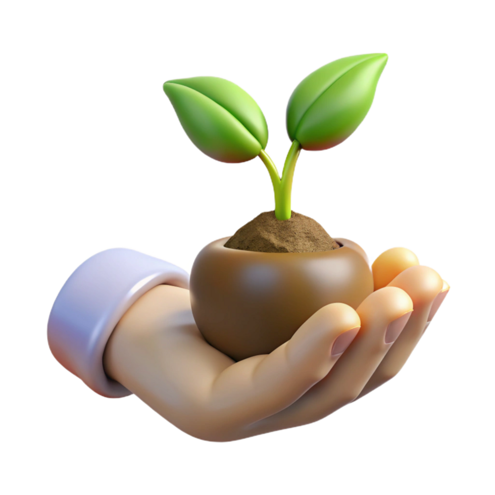 impressive rustic Hand Holding a Seedling Front View Transparent professional png