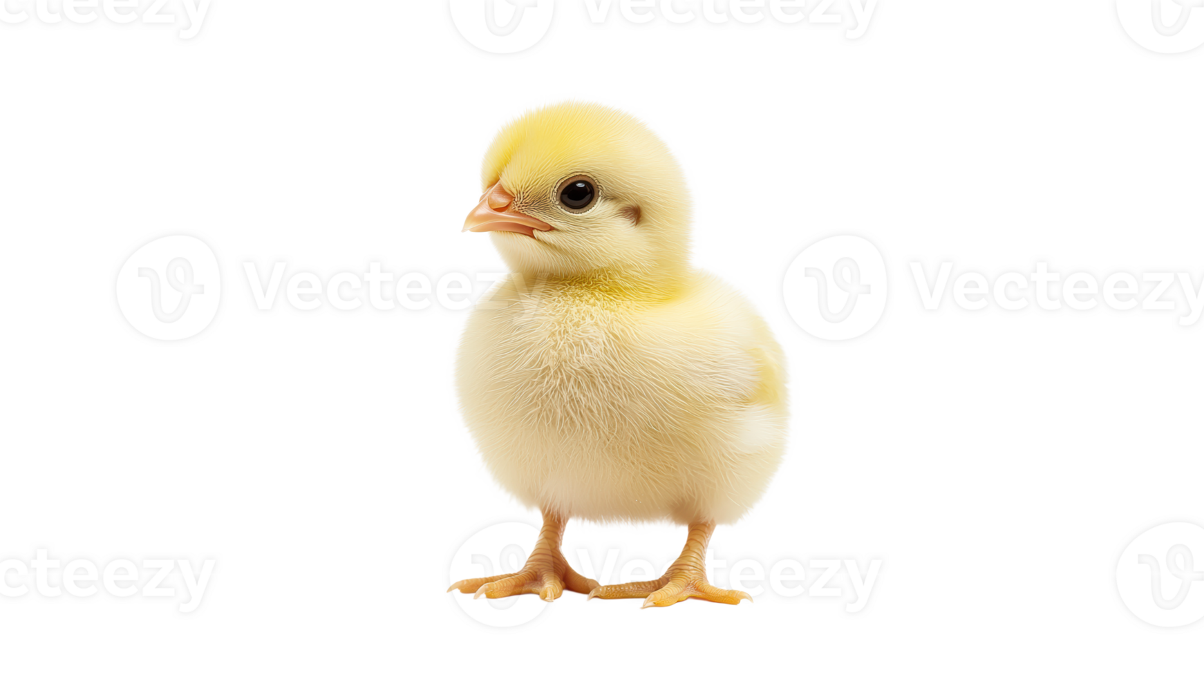Adorable yellow chick standing on white background png