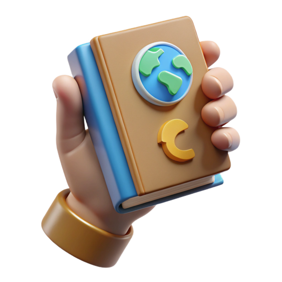 elegant vintage Hand Holding Endangered Language Dictionary Isolated premium png