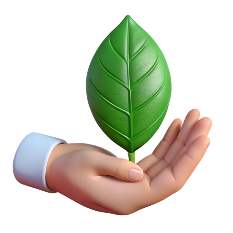 stunning contemporary Hand Holding Green Leaf Front View Transparent authentic png