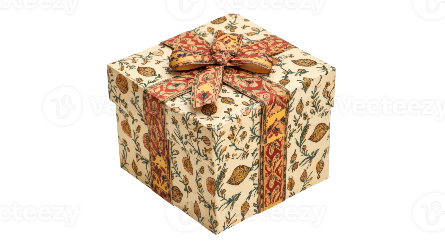 Beautifully wrapped gift box with intricate design png